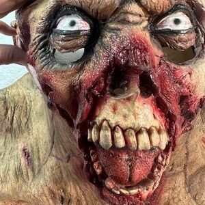 Zombie Full Mask including Torso Prop Latex Adult One Size  Gory Horror